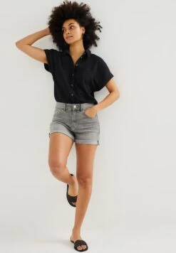 WE FASHION High Rise Comfort Stretch - Short En Jean - Grey -We Fashion Soldes Boutique e0d46ed6acf3496f90de0a9a0dad9fb2