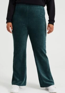 We Fashion Soldes Boutique 21 WE FASHION Flared Van Ribstof - Curve - Pantalon Classique - Green