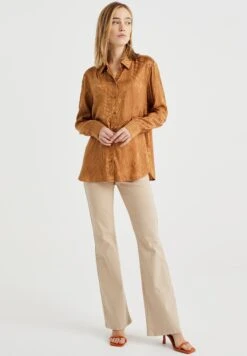 WE FASHION Met Jacquard Dessin - Chemisier - Brown -We Fashion Soldes Boutique e5c46340913041eca4c2485c2a2bfc7d