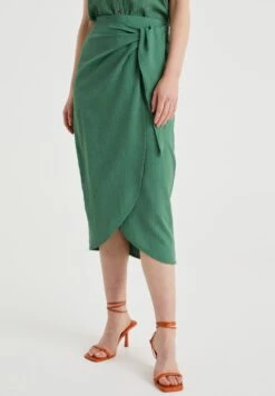 WE FASHION Met Structuur - Jupe Portefeuille - Green