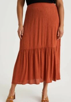 WE FASHION Curve - Jupe Longue - Brown
