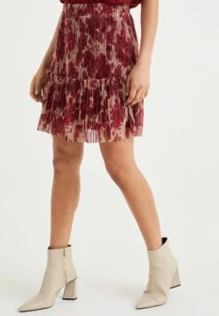 WE FASHION Met Dessin - Jupe Plissée - Red