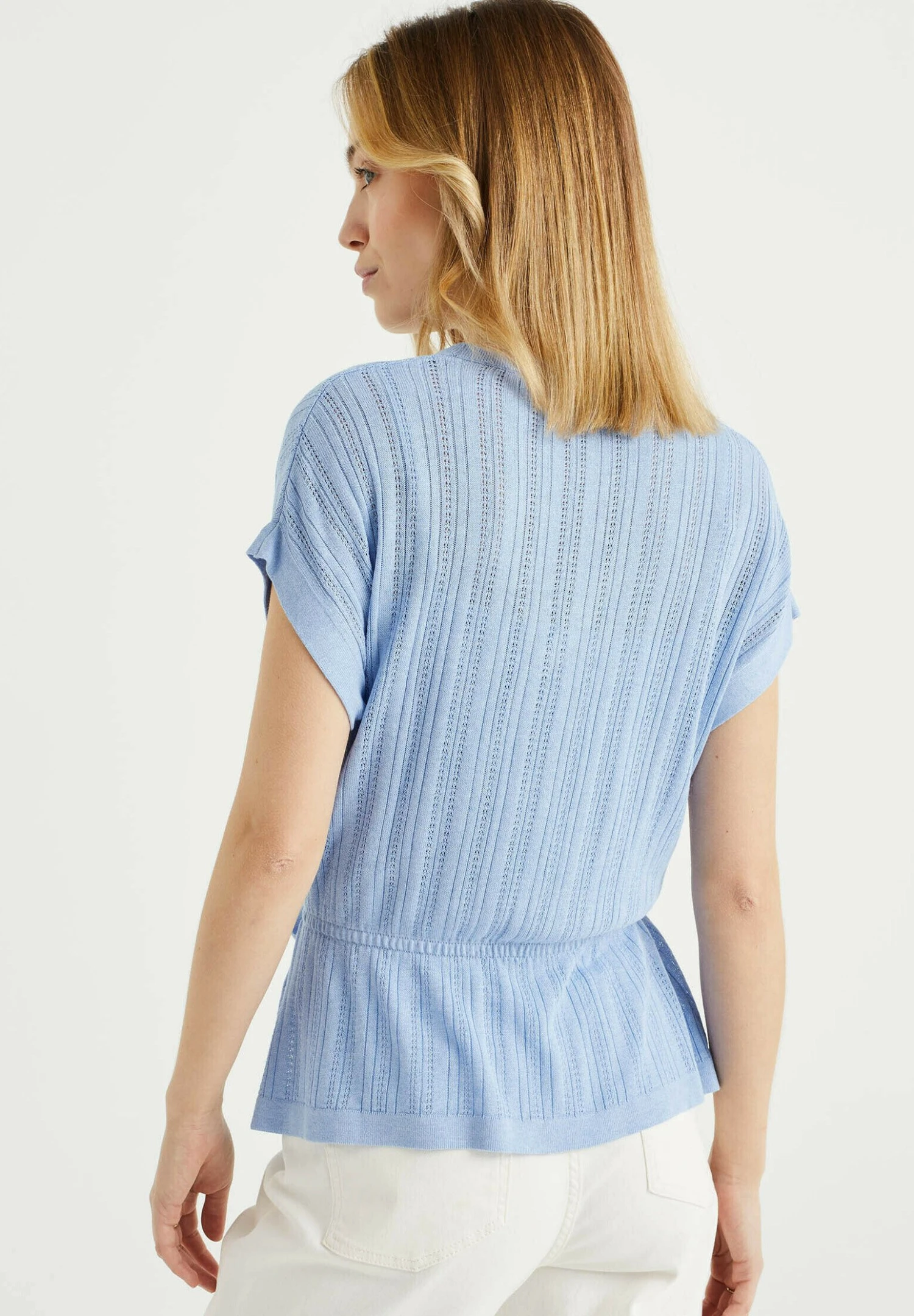 WE FASHION Met Opengewerkt Dessin - T-Shirt Imprimé - Blue 5 WE FASHION Met Opengewerkt Dessin - T-Shirt Imprimé - Blue – Image 3