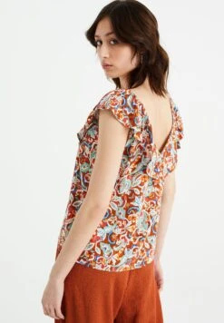WE FASHION Met Dessin - Blouse - Brown -We Fashion Soldes Boutique f5774bf8661b4b2d8405cc3e2d484725
