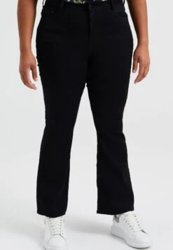 WE FASHION Curve High Waist - Jean Bootcut - Black