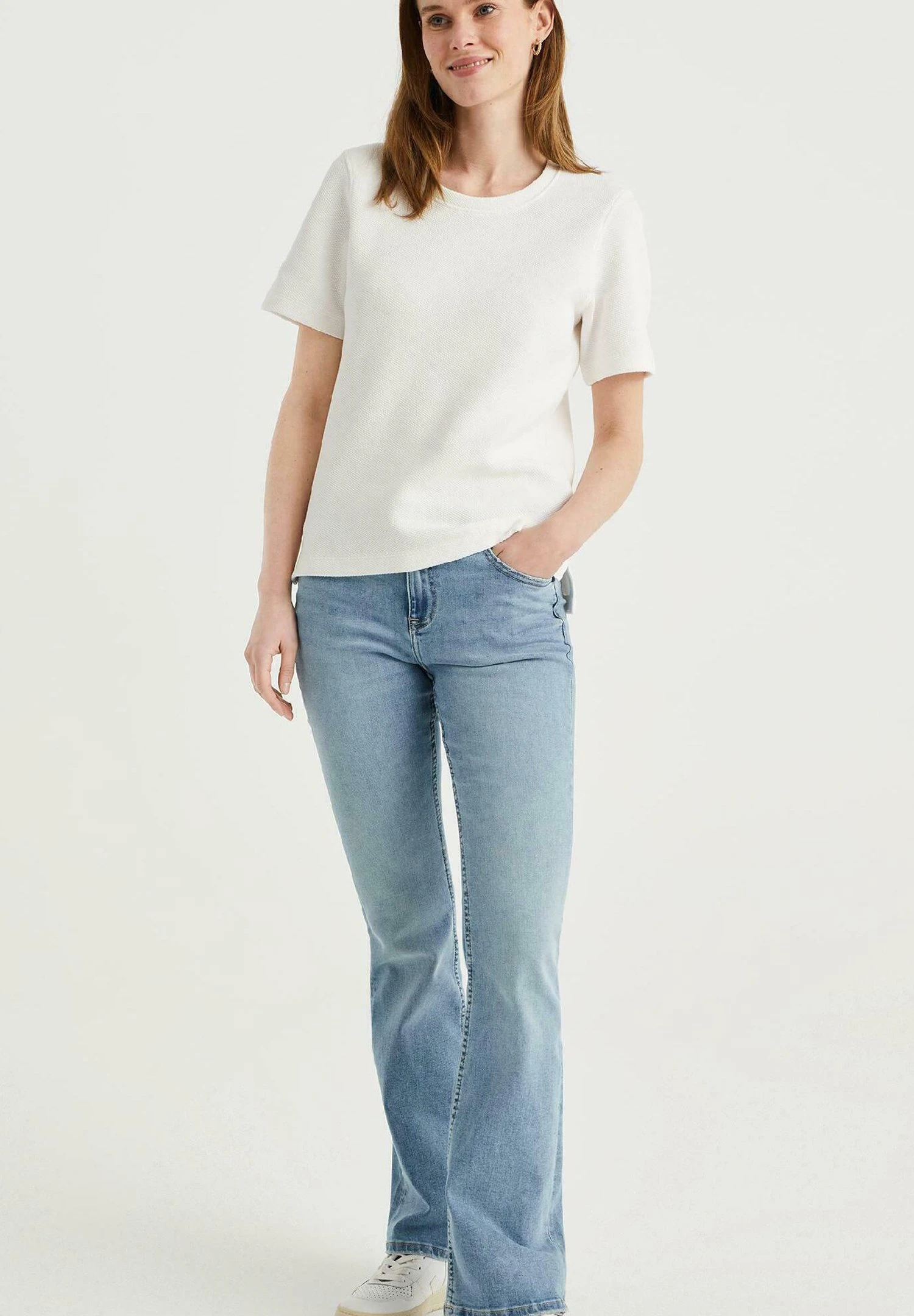 WE FASHION Met Structuur - T-Shirt Basique - White 7 WE FASHION Met Structuur - T-Shirt Basique - White – Image 5