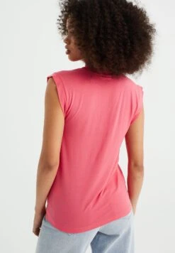 WE FASHION Met Plooidetail - T-Shirt Basique - Pink -We Fashion Soldes Boutique fafbfbf504eb436d995aeca4b0f197d9