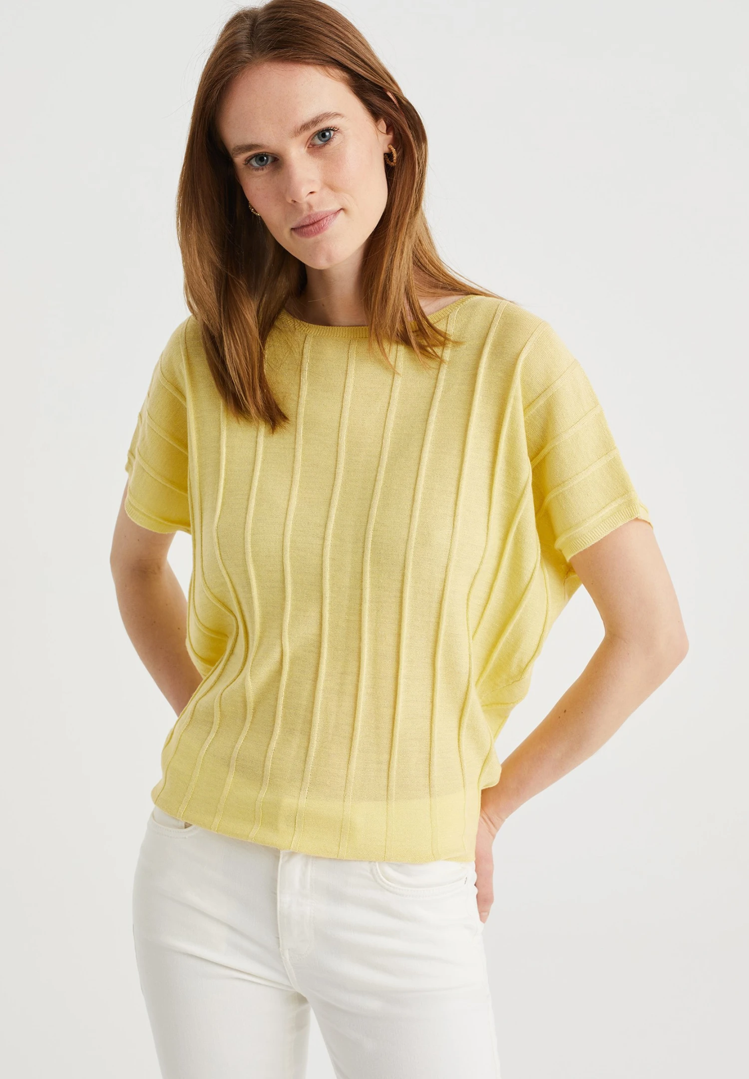 WE FASHION Met Glittergaren - T-Shirt Basique - Yellow 3 WE FASHION Met Glittergaren - T-Shirt Basique - Yellow