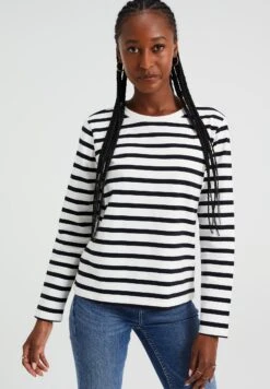 WE FASHION Striped - T-Shirt À Manches Longues - Black
